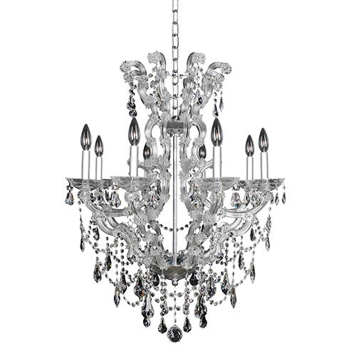 Chrome Eight-Light Chandelier with Firenze Clear Crystal