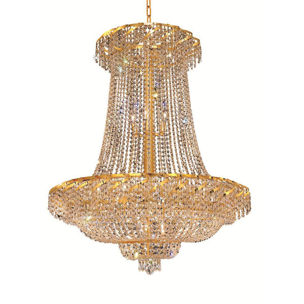 Gold Twenty-Two Light 36-Inch Chandelier with Royal Cut Clear Crystal