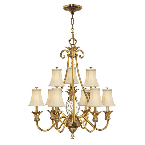 Brass Ten-Light Chandelier