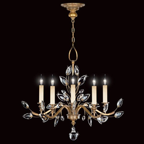 Crystal Laurel Gold Five-Light Chandelier