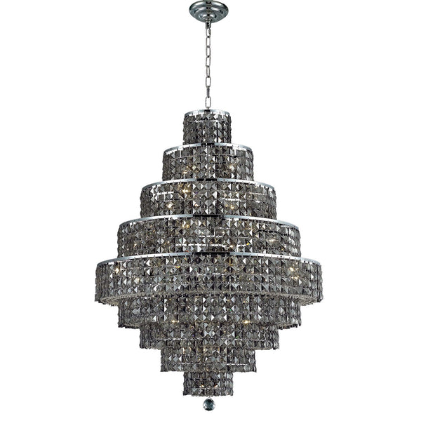 Maxim Chrome Twenty-Light 30-Inch Nine-Tier Chandelier with Royal Cut Silver Grey Crystal