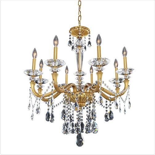 Brass Eight-Light Chandelier with Firenze Clear Crystal