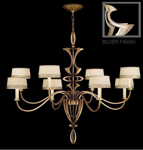 Eight-Light Chandelier in Toned Silver Leaf Finish