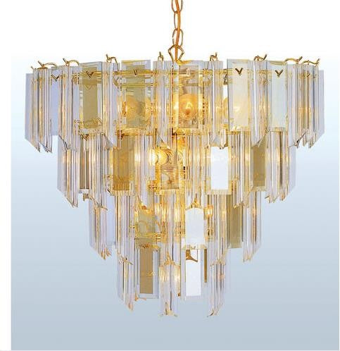 Thirteen-Light Polished Brass Chandelier