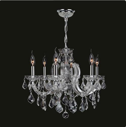 Six-Light Chrome Finish with Clear-Crystals Chandelier