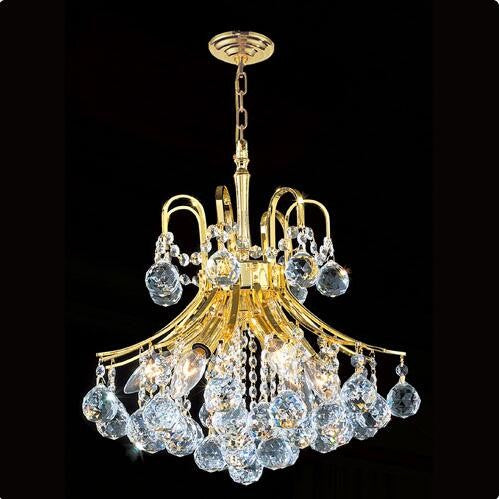 Six-Light Gold Finish with Clear-Crystals Chandelier