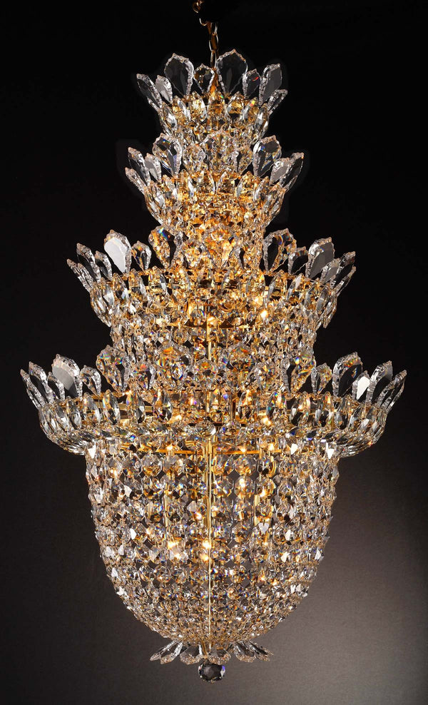 15 lights crystal chandelier in gold plated finish