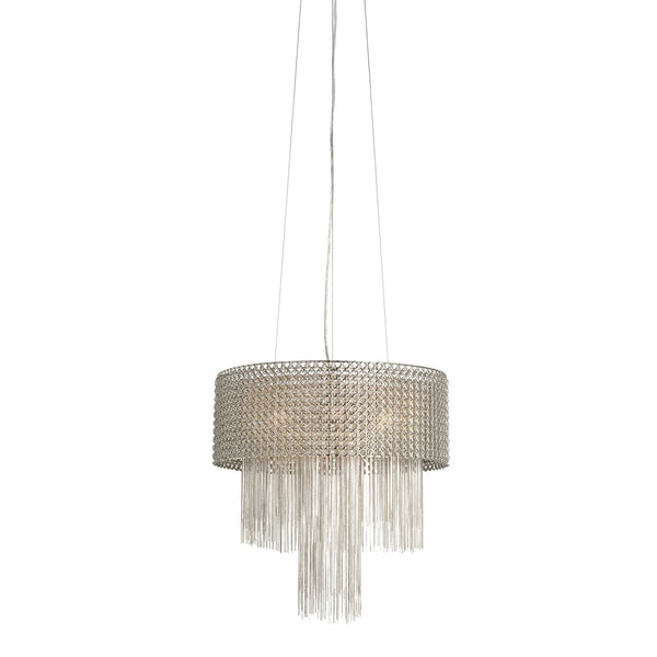 Brushed Nickel Six-Light Drum Pendant