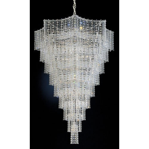 Silver 33-Light Clear Gemcut Pendant, 27.5W x 40H x 27.5D