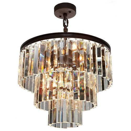 Brown Nine-Light 18.25-Inch Wide Crystal Chandelier