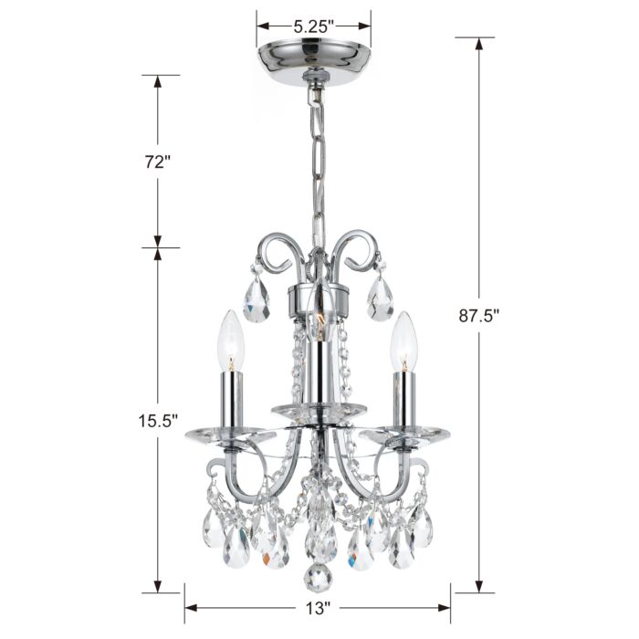 Othello Chandelier in Polished Chrome with Clear Swarovski Strass Crystals