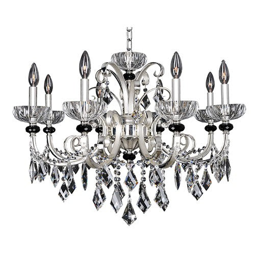 Silver Eight-Light 29.5-Inch Wide Chandelier with Firenze Clear Crystal