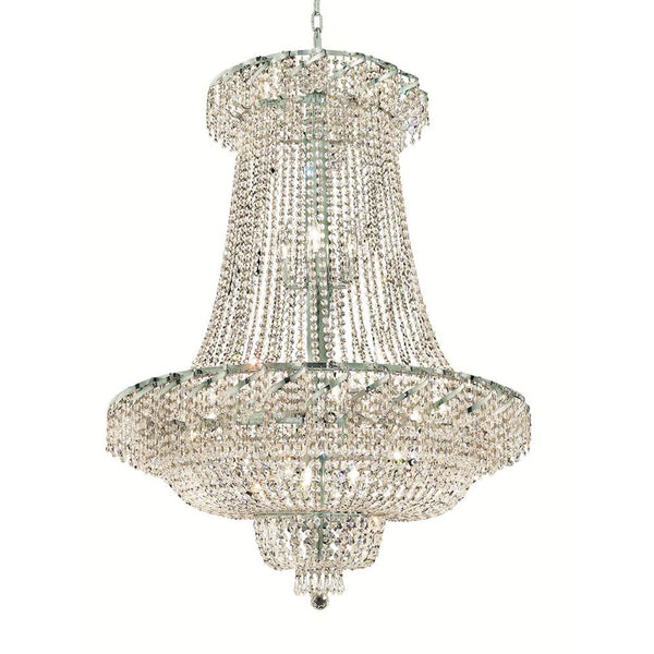 Chrome Twenty-Two Light 36-Inch Chandelier with Royal Cut Clear Crystal