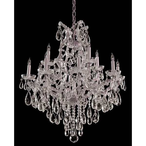 Group Maria Theresa Polished Chrome Twelve-Light Chandelier with Hand Cut Crystal