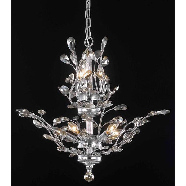 Orchid Chrome Eight-Light Chandelier with Golden Teak Royal Cut Crystal