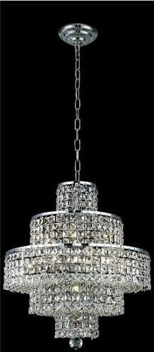 Chrome Thirty-Light Chandelier with Golden Teak/Smoky Royal Cut Crystals