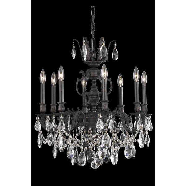 Marseille Dark Bronze Eight-Light Chandelier with Royal Cut Crystal