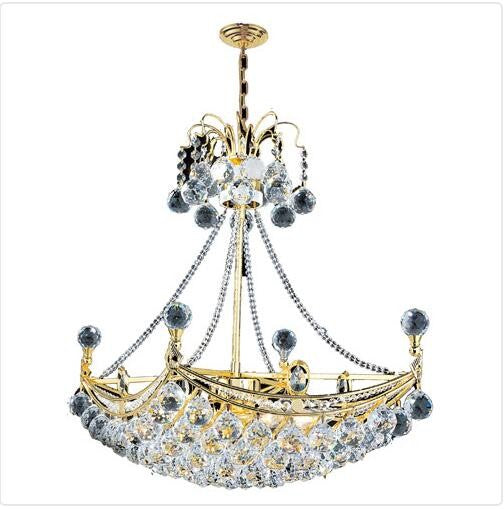 Six-Light Gold Finish with Clear-Crystals Chandelier