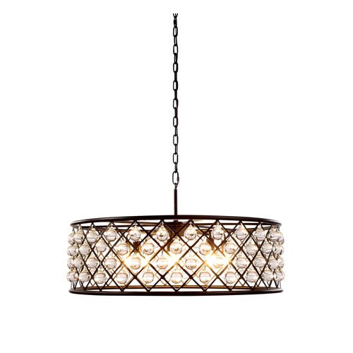 Madison Mocha Brown Eight-Light Pendant with Smooth Clear Crystals