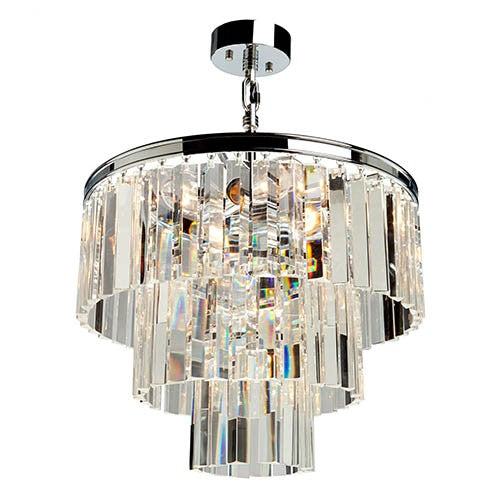 Chrome Nine-Light 18.25-Inch Wide Crystal Chandelier