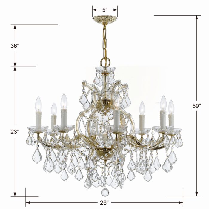 Maria Theresa 9-Light Chandelier in Gold