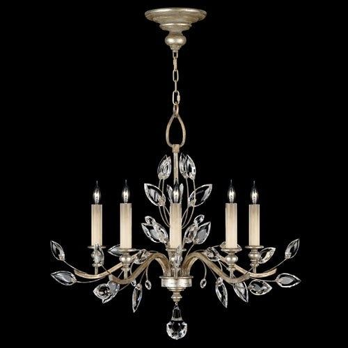 Crystal Laurel Five-Light Chandelier in Warm Silver Leaf Finish