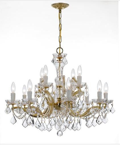 Gold Twelve-Light Chandelier with Clear Spectra Crystal