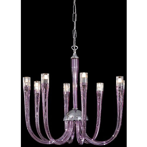 Berna Chrome Eight-Light Chandelier with Radiant Orchid Glass