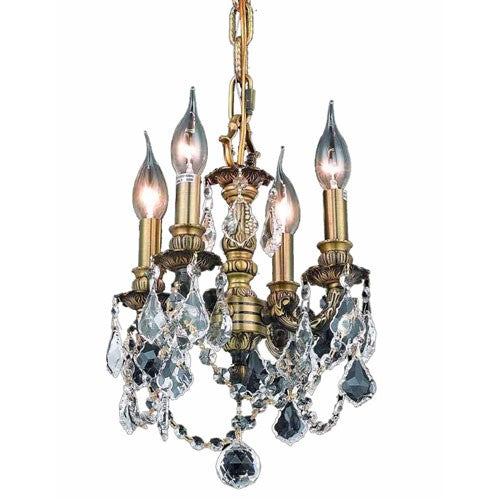 Bronze Four-Light 10-Inch Mini Chandelier with Royal Cut Clear Crystal