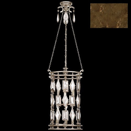 Six-Light Lantern in Venerable Bronze Patina Finish with Clear Crystal Gems