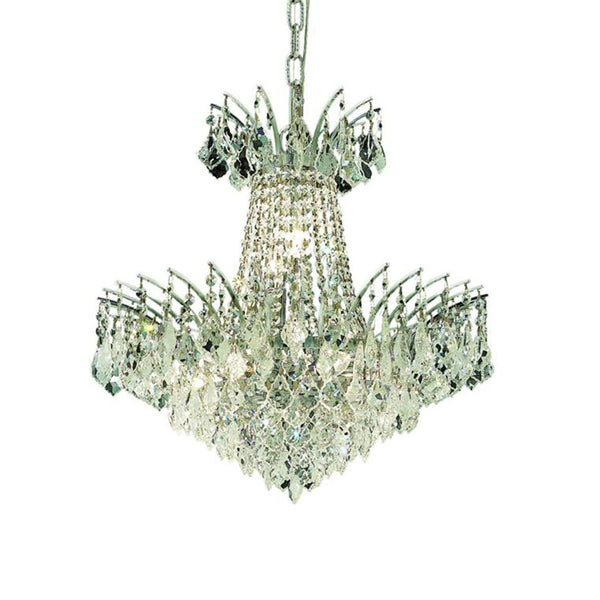 Chrome Eight-Light Chandelier with Clear Royal Cut Crystals