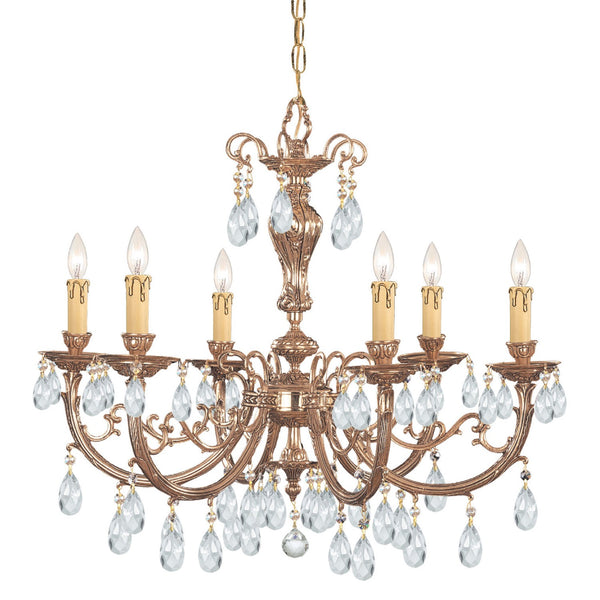 Brass Six-Light Chandelier with Swarovski Strass Crystal