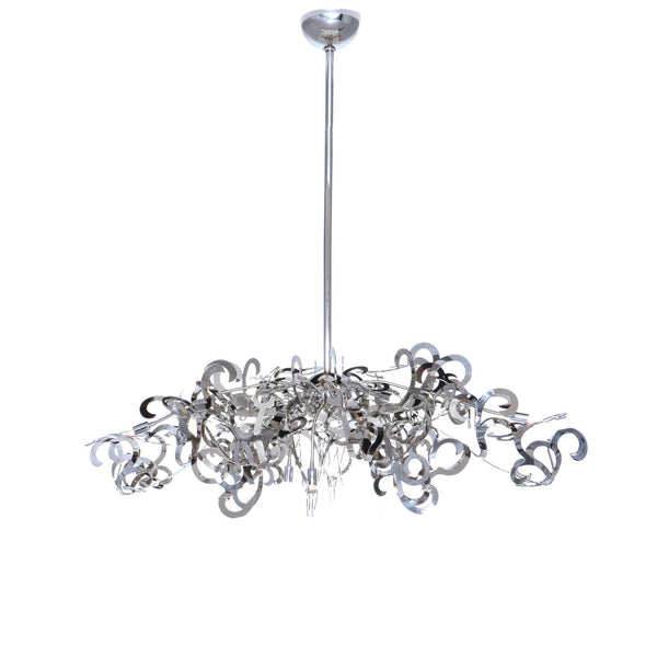 Nickel 35-Inch Wide Nine-Light Single-Tier Chandelier