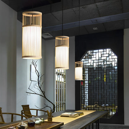 Creative Minimalist Bamboo Hand Woven LED Retro Modern Pendant Lights