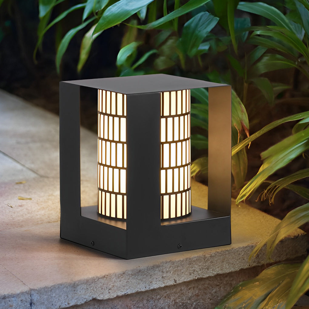 Square Lantern Waterproof LED Black Modern Backyard Landscaping Lights