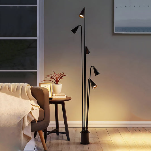 Classic Industrial Black Multi-Head LED Floor Lamp