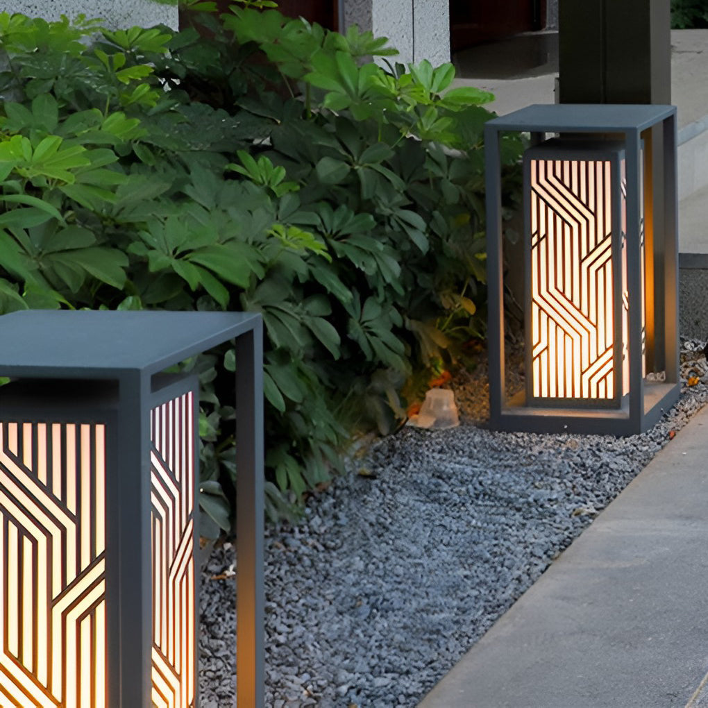 Retro Square Waterproof LED Gray Modern Outdoor Path Lights Post Lights