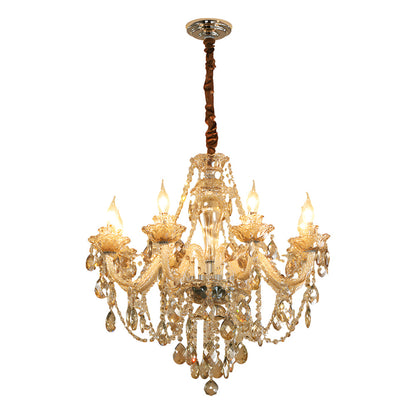 Luxury Glass Crystal Candlelight Retro European Style Chandelier