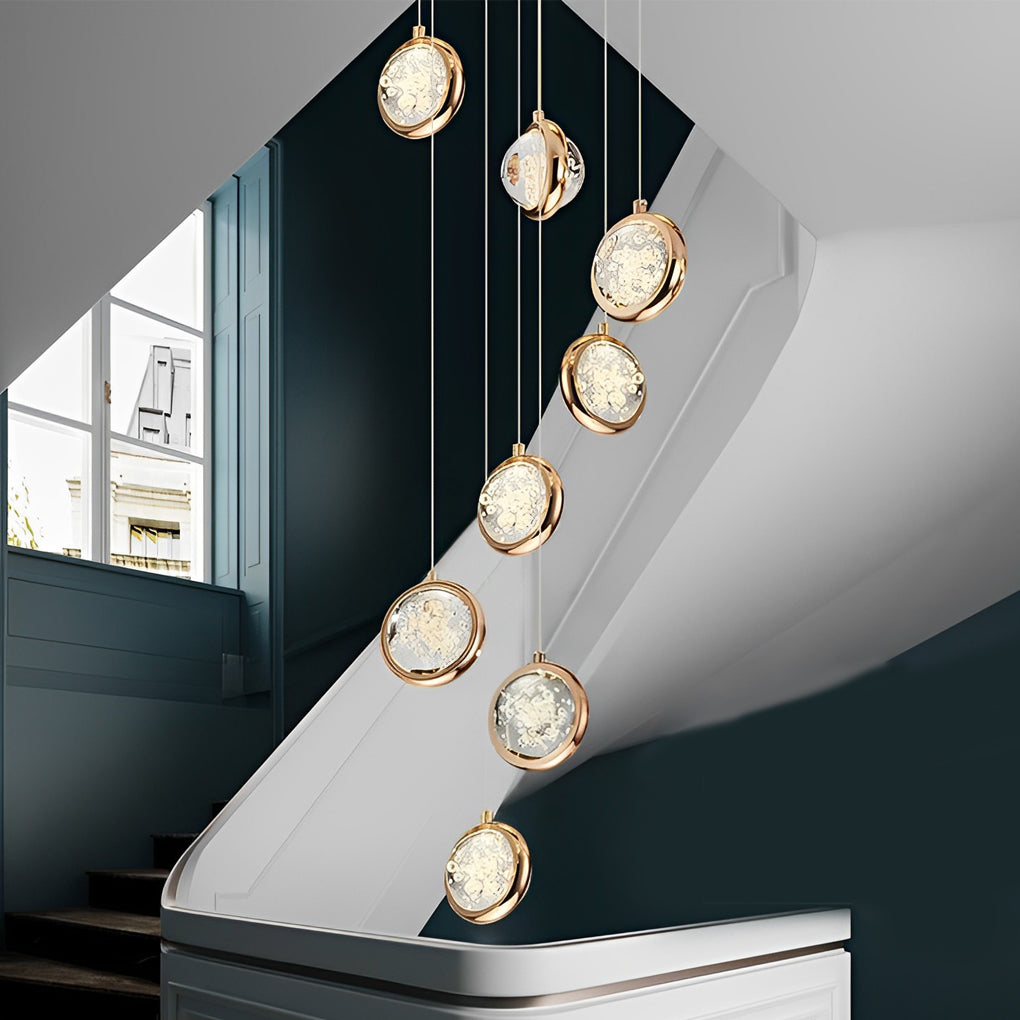 Global Crystal Cluster Adjustable Luxury Staircase Modern Long Chandelier