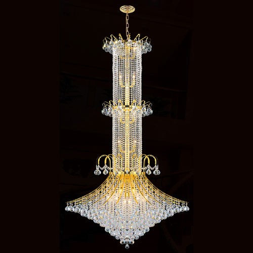 Corp Empire 20-Light Gold Finish with Clear-Crystals Chandelier