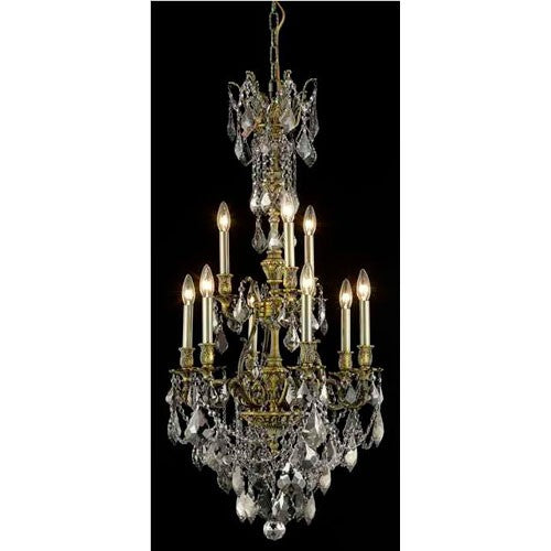 Nine-Light Chandelier with Silver Shade/Grey Royal Cut Crystals