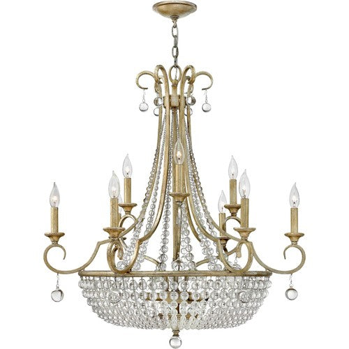 Leaf 12 Light Foyer Chandelier with Glass Bead Strand