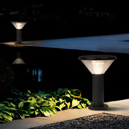 Round Light Control Induction Black Modern Outdoor Solar Pathway Lights