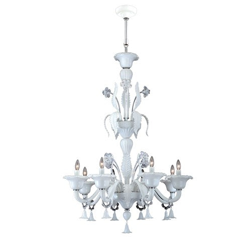 Veronica White Eight Light Chandelier