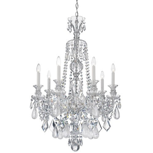 Hamilton Silver Seven-Light Clear Rock Crystal Chandelier, 26W x 37.5H x 26D