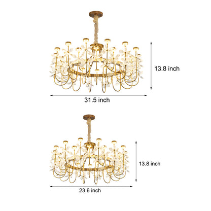 Golden Luxury 24-light Crystal Flower Chandelier for Living Room