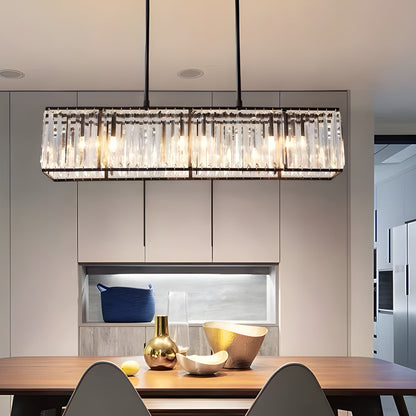 4-Light Dimmable Kitchen Island Crystal Rectangle Chandelier