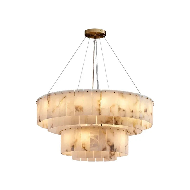 Multi-Layer Natural Marble Chandelier Light