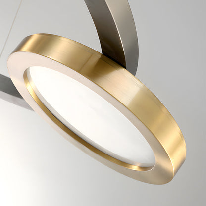 Circular LED Chandelier Multi-Ring Hanging Suspension Lights in Brass & Pearl Black Finish