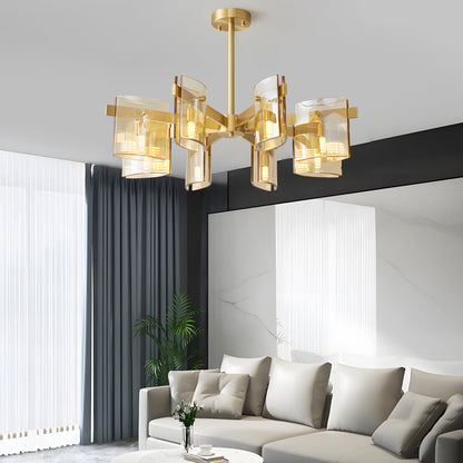 6/8-Light Dimmable Metallic Electroplated Glass Chandelier Lighting